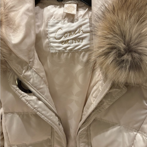 Coach Puffer Coat champagne size L Coyote Fur-Trimmed Women's Jacket - Picture 5 of 5